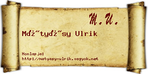 Mátyásy Ulrik névjegykártya